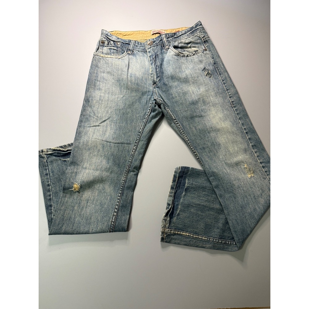 Plugg Vintage Y2K 90s Mens Distressed Straight Leg Denim Jeans Blue 32x32